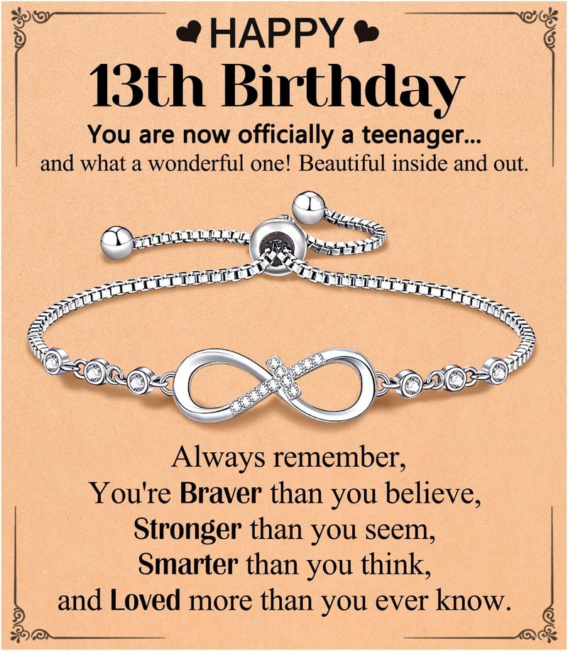 UNGENT THEM Infinity CZ Cross Bracelet, 10th 11th 12th 13th 14th 16th 18th Birthday Gift 5th 8th Graduation Christian Confirmation Gifts Ideas - Image 1